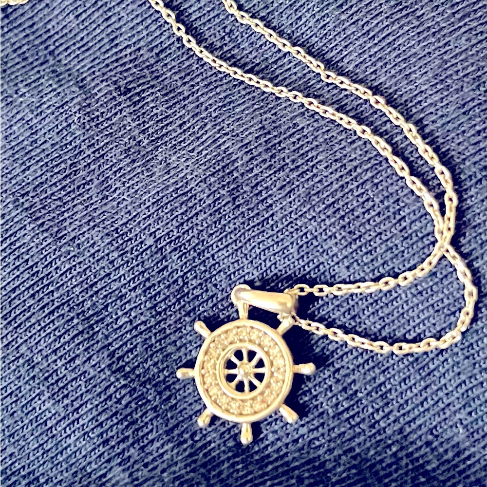 Jared Stering Silver with Diamond Chips Nautical Necklace